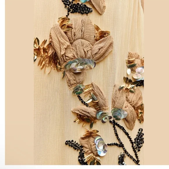 ZARA EMBROIDERED FLOWER TOP DRESS ZW COLLECTION